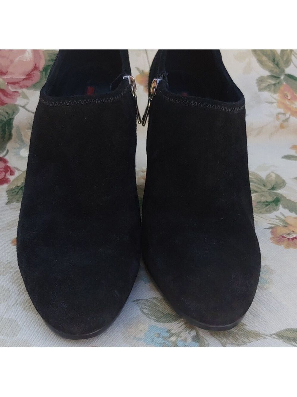 PRADA Black Suede Block Heel Ankle Booties Women's Size US 9 EURO 40 - Picture 17 of 17